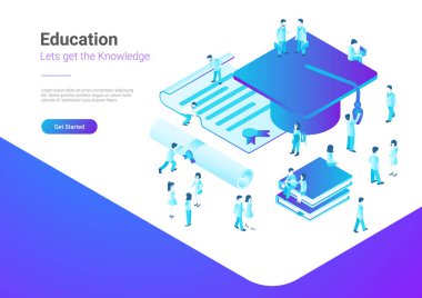 Eğitim Online izometrik vektör illüstrasyon kavramı