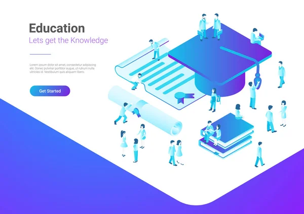 Educación Concepto Ilustración Vectores Isométricos Línea — Vector de stock