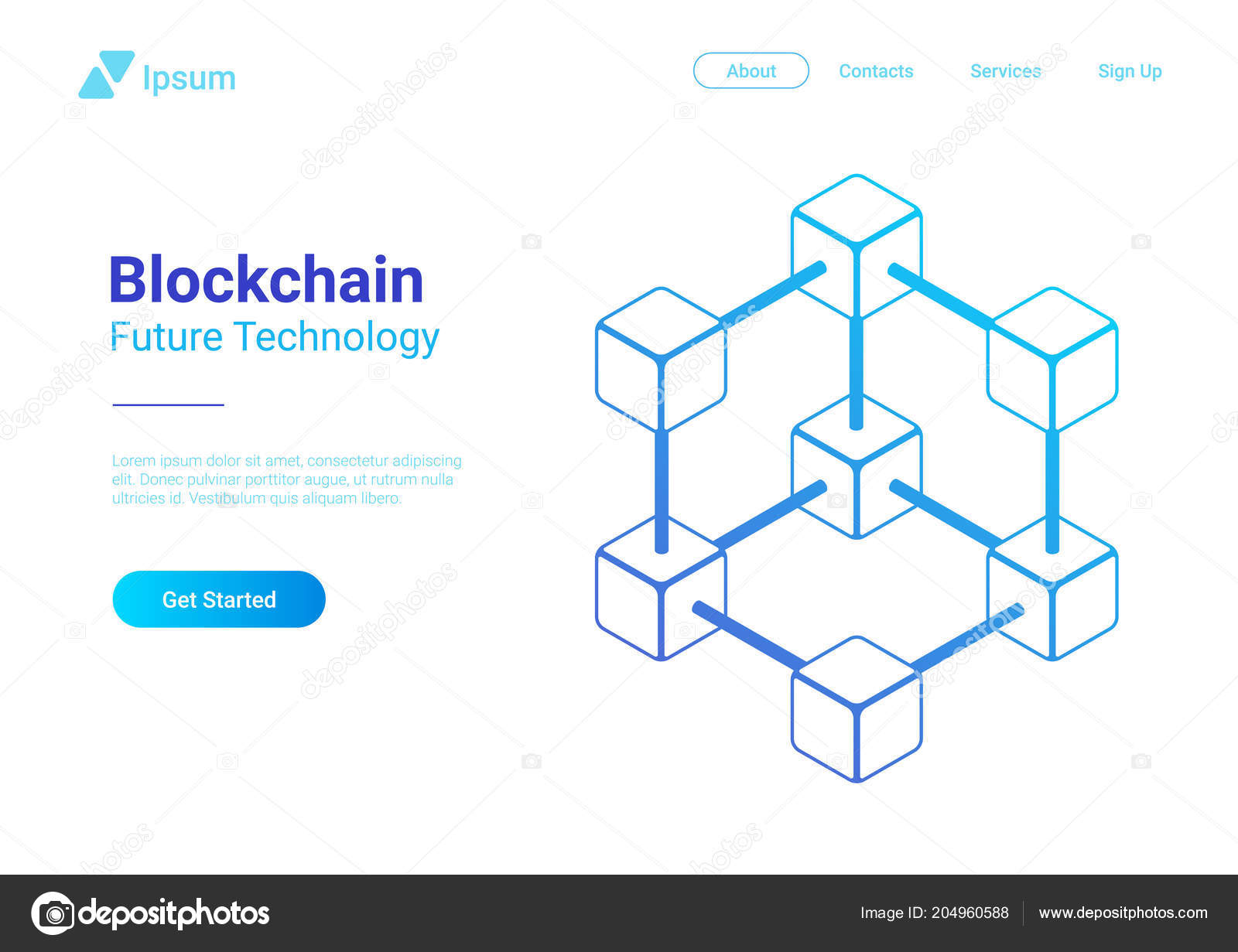 Blockchain 일러스트 개념입니다 안녕하세요 데이터 시각화 스톡 벡터 - ©Sentavio 204960588