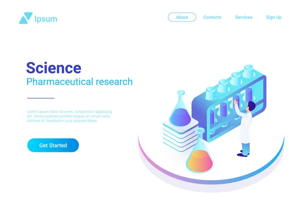 Conceito Ilustração Vetorial Isométrica Flat Science Laboratory Cientista Que Trabalha —  Vetores de Stock