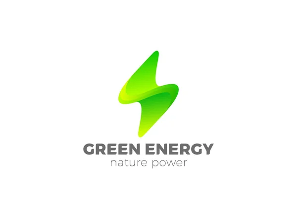 Grön Energi Flash Logo Design Vector Mall Thunderbolt Symbol — Stock vektor