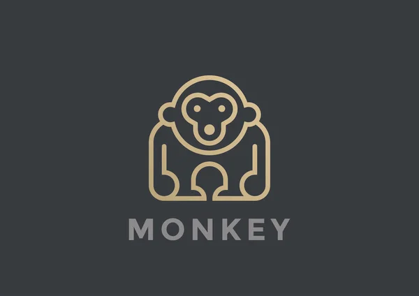 Monkey Logo Vector Design Template Geometric Linear Style Gorilla Logotype — Stock Vector