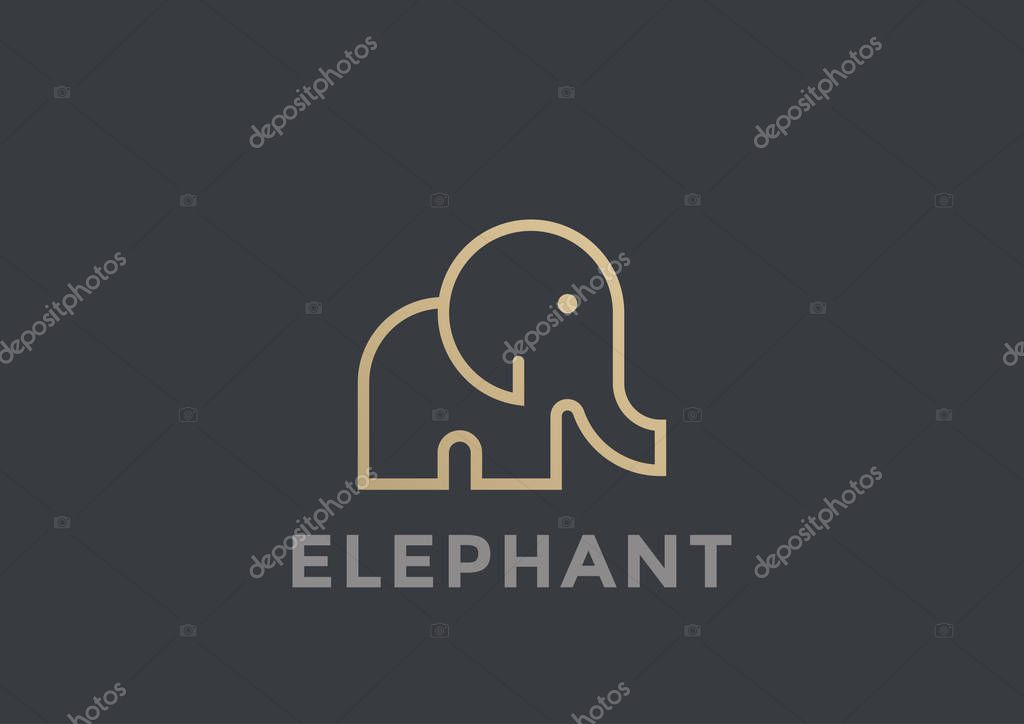 Elephant Logo vector design template geometric Linear style. Safari Logotype icon concept