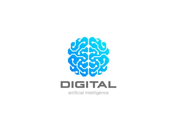 Beyin Yapay Zeka Logo Tasarım Vektör Şablonu Teknoloji Beyin Fırtınası — Stok Vektör