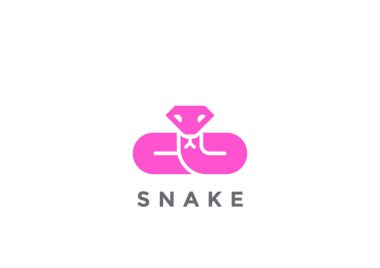 Yılan Logo siluet vektör tasarım şablonu geometrik tarzı. Viper logo simge kavramı