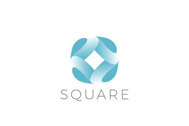 Kare yuvarlak Logo soyut tasarım vektör şablonu. Kurumsal iş logo kavramı simgesi