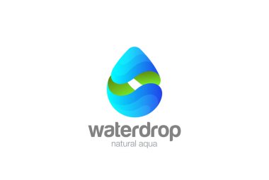 Su damla Logo tasarım vektör şablonu. Mineral doğal açık Aqua damlacık logo kavramı sıvı içecek konsepti simgesi