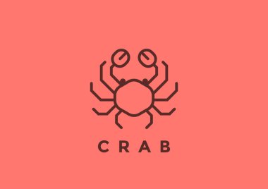 Yengeç Logo vektör tasarım şablonu geometrik doğrusal stili. Deniz ürünleri lüks restoran Mağaza logo simge konsepti