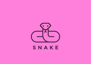 Yılan Logo siluet vektör tasarım şablonu doğrusal geometrik tarzı. Viper logo simge kavramı