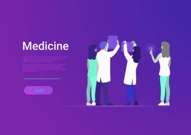 Düz stil profesyonel tıp ekibi vektör çizim. Doktorlar sağlık insanlar. Sağlık hastane sağlık personeli: doktor, hemşire. Web afiş şablon