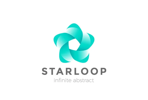 Nekonečné Smyčce Pásu Star Flower Logo Abstraktní Design Vektor Šablona — Stockový vektor