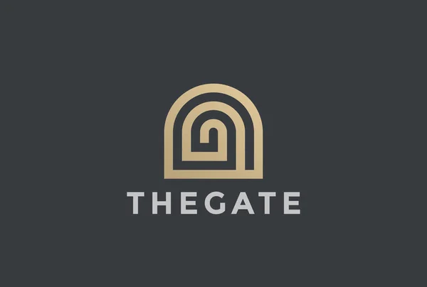 Gate Ingang Religie Kerk Resort Luxe Hotel Appartement Logo Vector — Stockvector