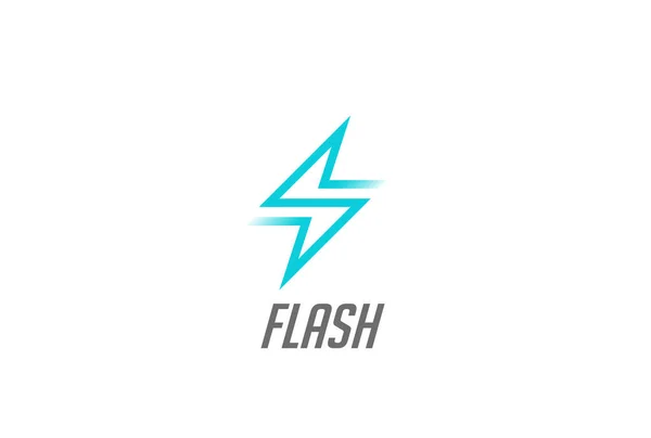 Flash Thunderbolt Energia Poder Logo Design Vetor Modelo Estilo Linear —  Vetores de Stock
