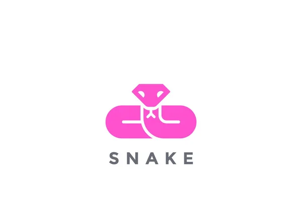 Snake Logo Silhouette Vector Design Template Geometric Style Viper Logotype — Stock Vector