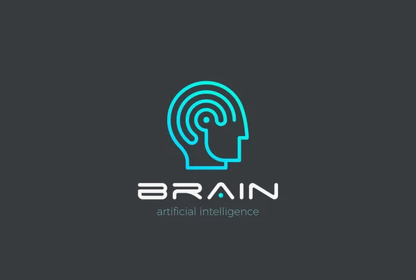 Man Robot Brain Artificial Intelligence Plantilla Vectorial Diseño Logotipo Estilo — Vector de stock