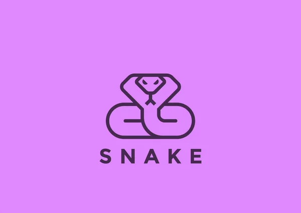 Vektorové Snake Logo Navrhovat Geometrické Lineární Styl Šablony Cobra Logotyp — Stockový vektor