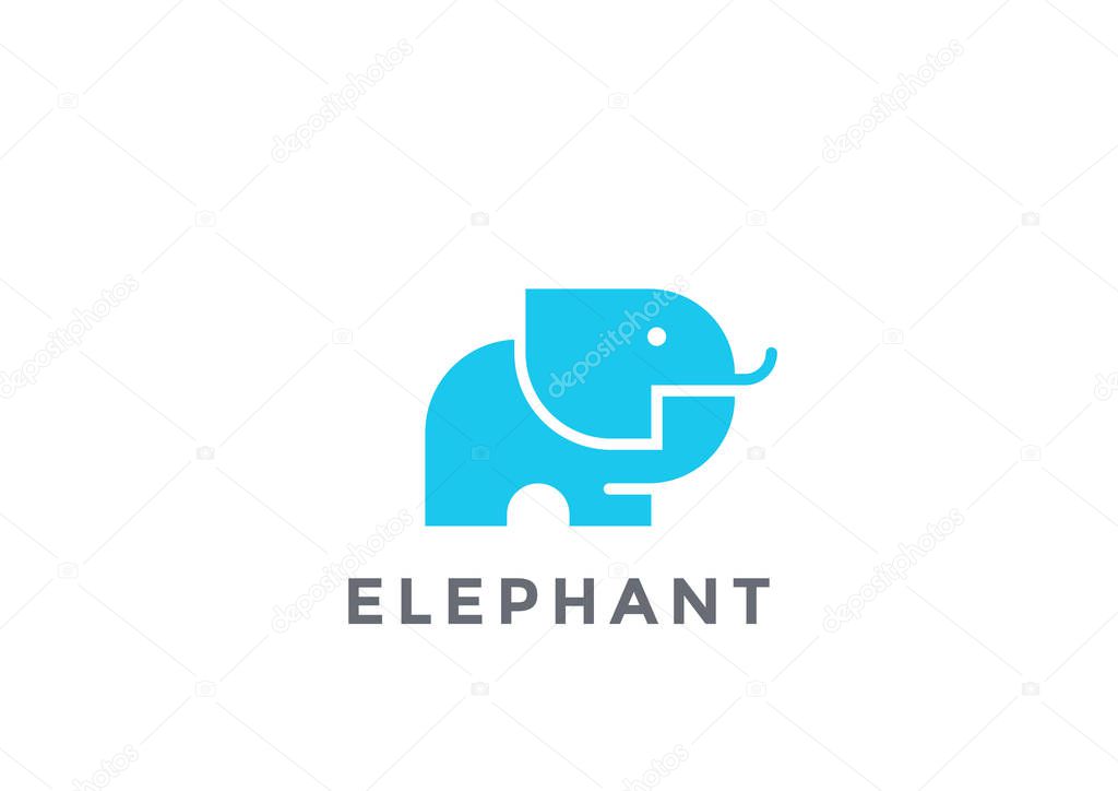 Elephant Mammoth Logo silhouette vector design template geometric style. Safari Logotype icon concept
