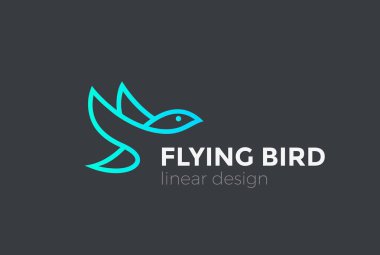 Uçan kuş Logo tasarım vektör şablon doğrusal stili. Kartal şahin kumru Hawk logo kavramı simgesi