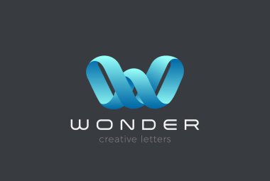 Mektup W Logo şerit tasarım vektör şablonu sonsuz döngüye şekli. Yaratıcı tipografi yazı tipi Monogram logo kavramı simgesi