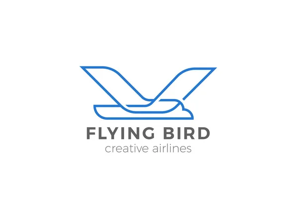 Vliegende Vogel Logo Geometrische Ontwerpsjabloon Vector Luchtvaartmaatschappijen Vliegtuigen Vliegtuig Logotype — Stockvector