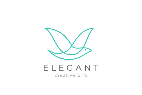 Flygande Fågel Logotyp Elegant Design Vector Mall Linjär Stil Dove — Stock vektor