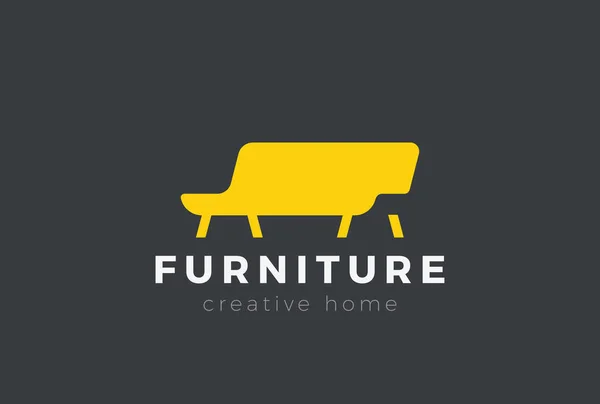 Sofá Muebles Diseño Logo Plantilla Vectorial Estilo Espacio Negativo Divan — Vector de stock