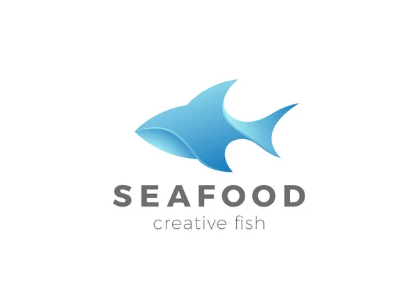 Fish Logo Shark Modello Vettoriale Progettazione Frutti Mare Ristorante Negozio — Vettoriale Stock