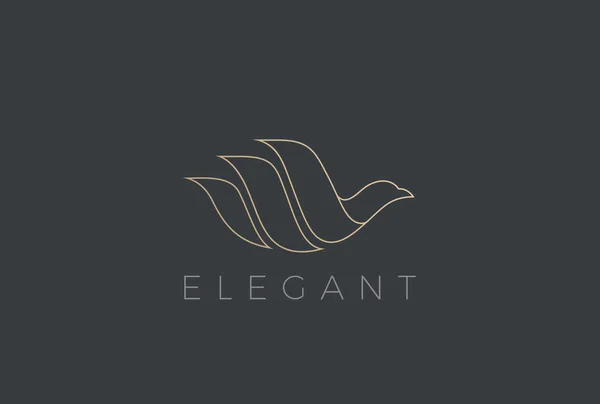 Logo Flying Bird Elegante Modello Vettoriale Design Stile Lineare Colomba — Vettoriale Stock