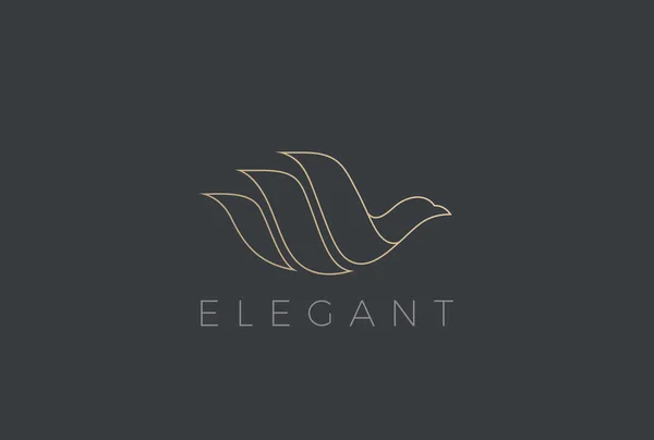 Flying Bird Logo Plantilla Vectorial Diseño Elegante Estilo Lineal Paloma — Vector de stock