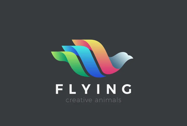Flygande Fågel Logotyp Färgglada Vector Formgivningsmall Dove Swan Pigeon Kosmetika — Stock vektor