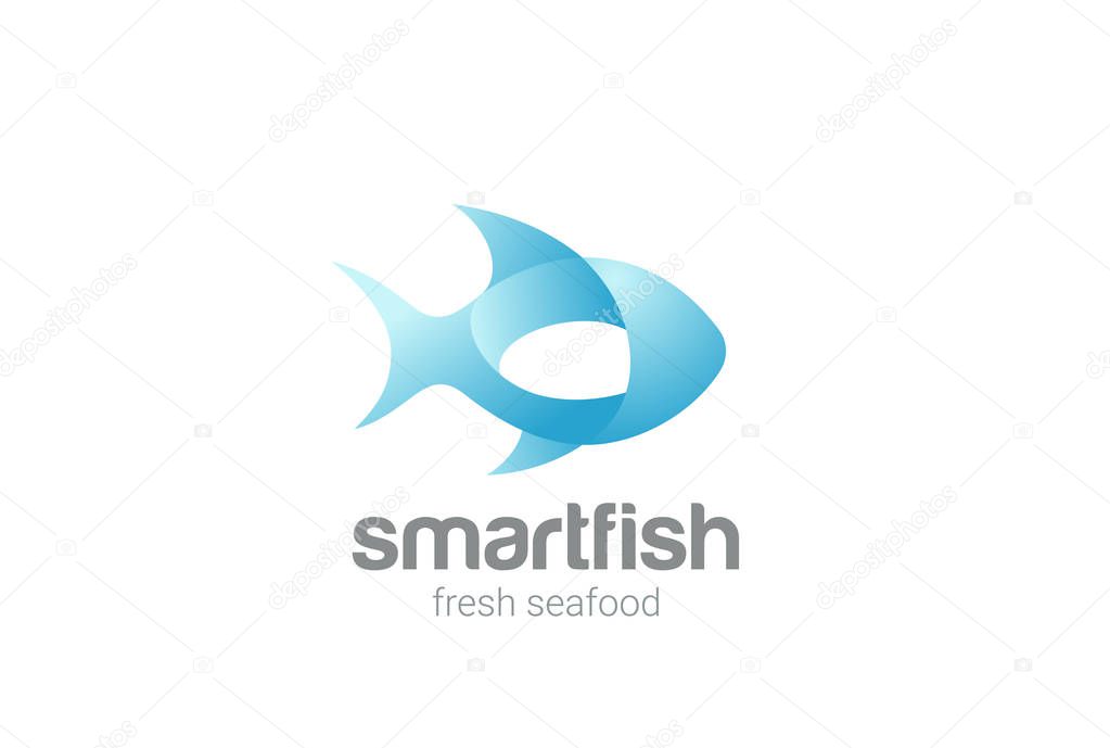 Fish Logo 3D design vector template. Seafood Restaurant store Logotype concept icon