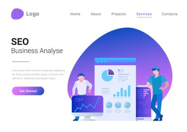UI Ux tasarım insanlar ekip çalışması düz stil sayfa afiş vektör çizim iniş. Yaratıcı ekip web tarayıcı penceresinde arabirimi oluşturma