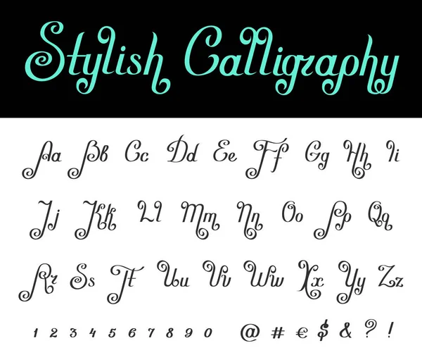 Calligrafia Carattere Vettoriale Classico Vintage Scritto Mano Lettering Tipografia Calligrafico — Vettoriale Stock