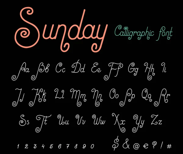 Kaligrafia czcionki skryptu wektor Vintage design. Mono-line odręcznie kaligraficzny typografii — Wektor stockowy