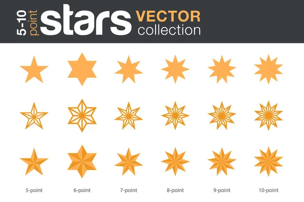 Kolekcja Stars Shapes sylwetki Vector. 5, 6, 7, 8, 9, 10-po — Wektor stockowy