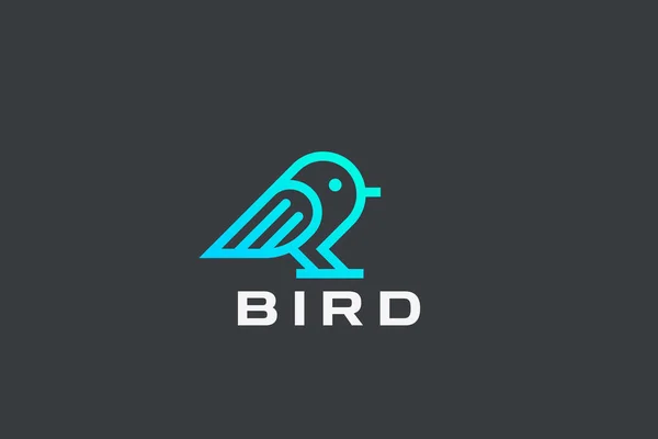 鳥のロゴ抽象ベクトルデザイン線形スタイル。鳩スパローの座り — ストックベクタ