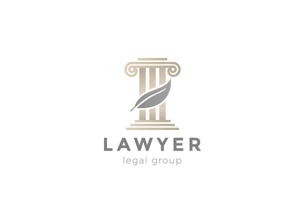 Pilastro e piuma logo per Avvocato Avvocato Società legale vettore — Vettoriale Stock