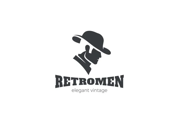 Elegant gentleman i hatt logo typ design Silhouette vektor mall — Stock vektor