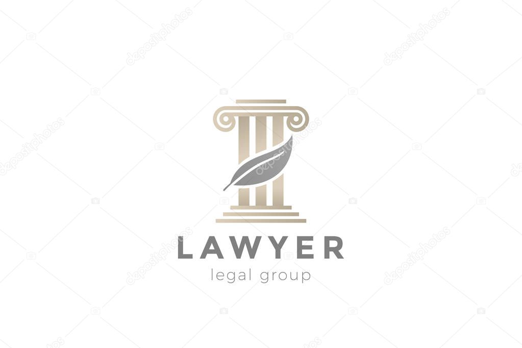 Pillar and Feather Logo for Lawyer Advocate Legal company vector