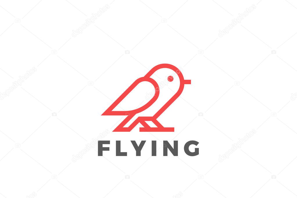 Bird Logo abstract vector design Linear style. Dove Sparrow sitt