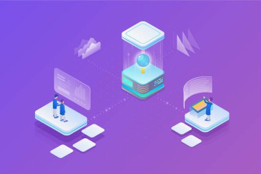 Küresel Sinir Ağ İletişimi Izometrik Düz Vektör illust