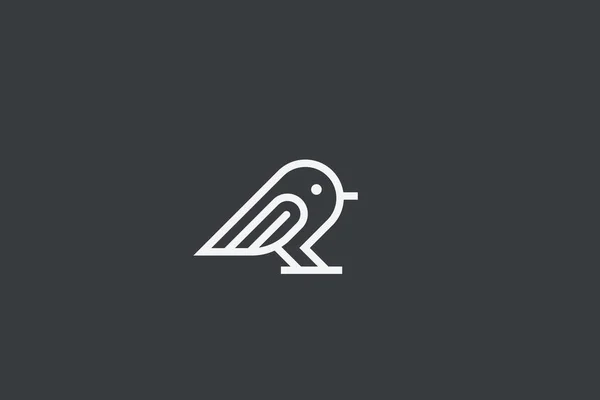 Ptak logo Abstrakcja wektor projekt liniowy styl. Gołąb Sparrow sitt — Wektor stockowy