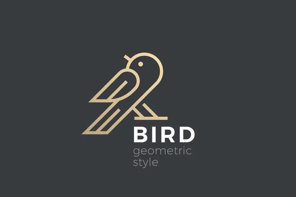 Logo dell'uccello disegno vettoriale astratto Stile lineare. Colomba passero seduto — Vettoriale Stock