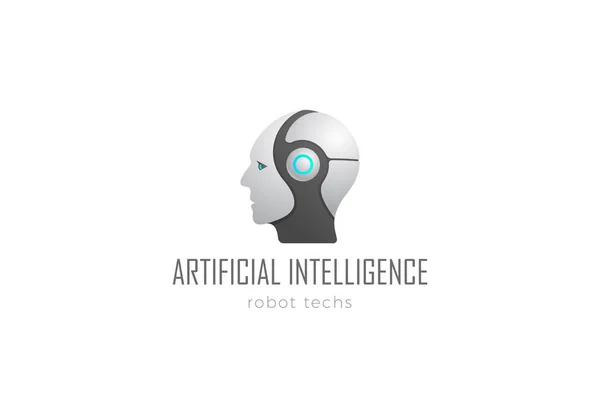 Modèle vectoriel de conception de logo d'intelligence artificielle de tête de robot . — Image vectorielle