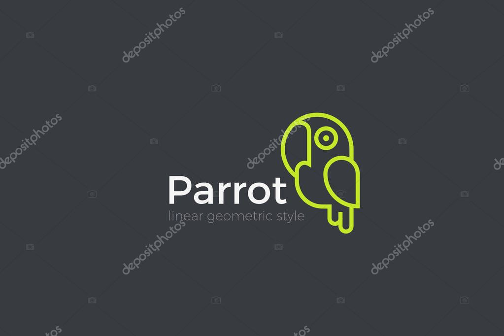 Parrot Home pets Logo abstract design vector template Linear style.