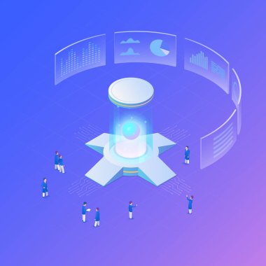 Yapay zeka Isometrik Düz vektör kavramı Ai, Powerf