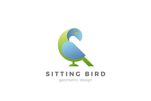 Alas de pájaro sentado Logo diseño geométrico abstracto plantilla vectorial — Vector de stock
