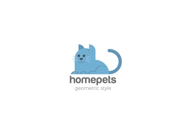 Cat Home pets Logo abstract design vector template Flat style. — Stock Vector