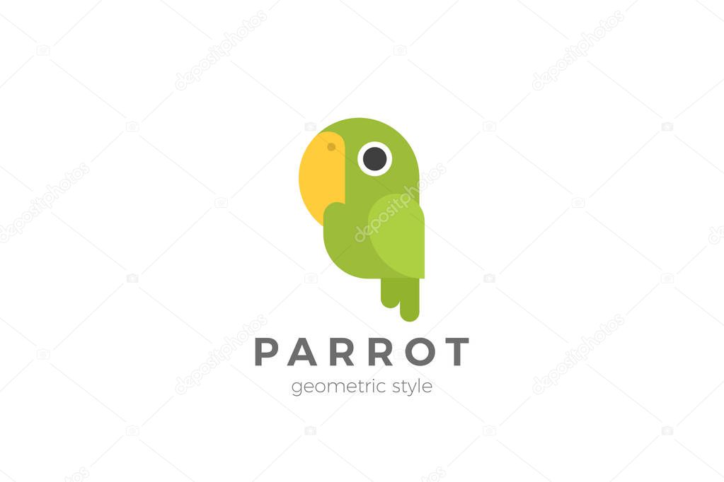 Parrot Home pets Logo abstract design vector template Flat style.