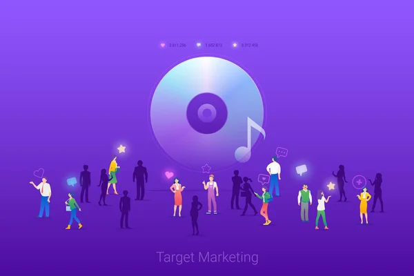 Público-alvo do grupo de foco para Músicas Stream Songs Content Marke —  Vetores de Stock